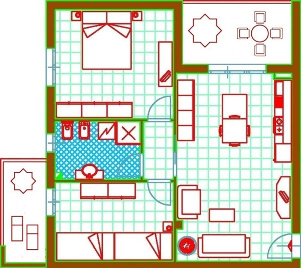 Piantina Appartamento Trilocale Mod.1 Per 4 Persone